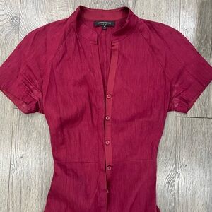 Lafayette 148 Red Button-Down Linen Dress Size 6